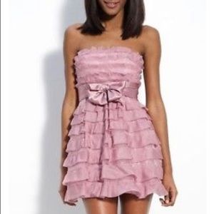 BCBG Mignon strapless tiered ruffle dress
